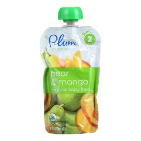 Plum Organics Baby Food - Organic - Pear and Mango - Stage 2 - 6 Months and Up - 3.5 .oz - Case of 6