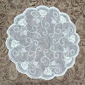 Mesh Bottom Embroidery Tablecloth Lace Embroidery Coaster Cotton Thread Soft Texture Round Retro Decorative Photo Props