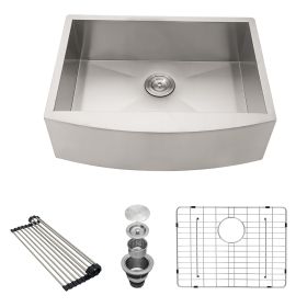 Lordear 18 Gauge Farmhouse Sink Kitchen Sink Apron Front Single Bowl Stainless Steel Sink (size: 24)