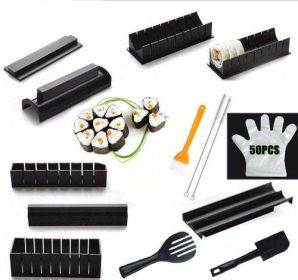 Iyounice 11pcs/set Sushi Maker Equipment Kit; japanese Rice Ball Cake (Color: Black)