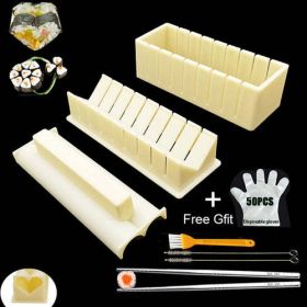 Iyounice 11pcs/set Sushi Maker Equipment Kit; japanese Rice Ball Cake (Color: Transparent)